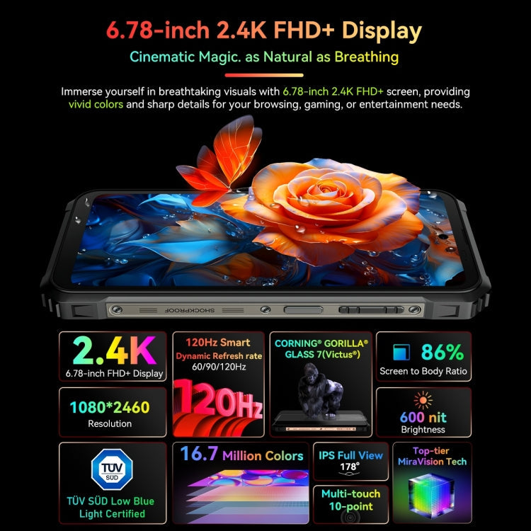 Blackview BL9000, 12GB+512GB, IP68/IP69K/MIL-STD-810H, 6.78 inch + 1.32 inch Android 13 MediaTek Dimensity 8020 Octa Core, Network: 5G, NFC, OTG(Aurora Gold)