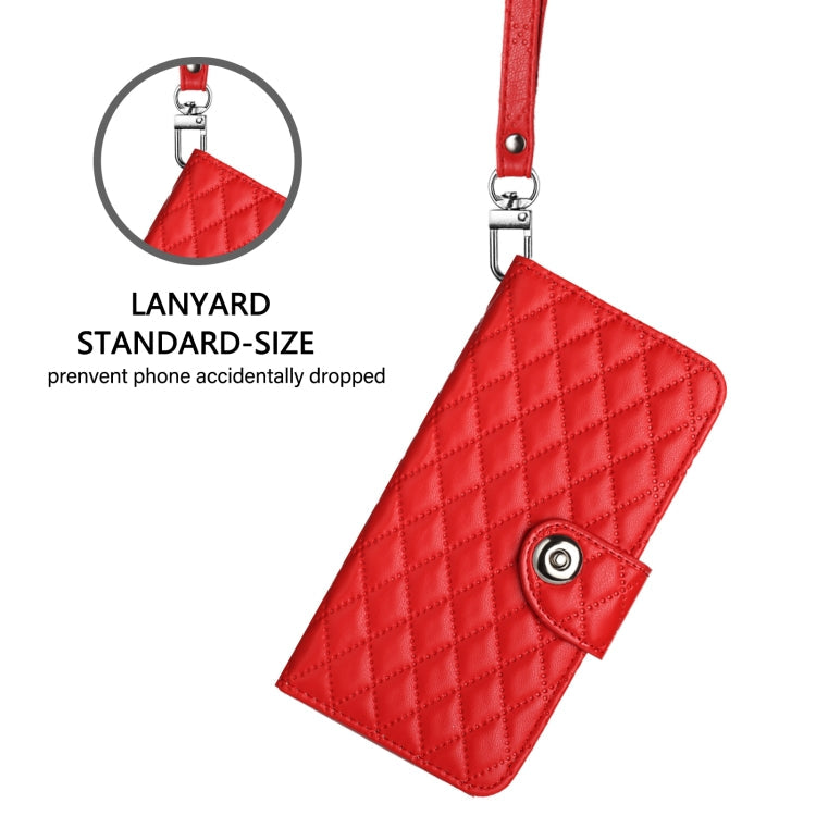 Rhombic Texture Flip Leather Phone Case with Lanyard, For iPhone SE 2024, For iPhone 16 Pro Max, For iPhone 16 Pro, For iPhone 16 Plus