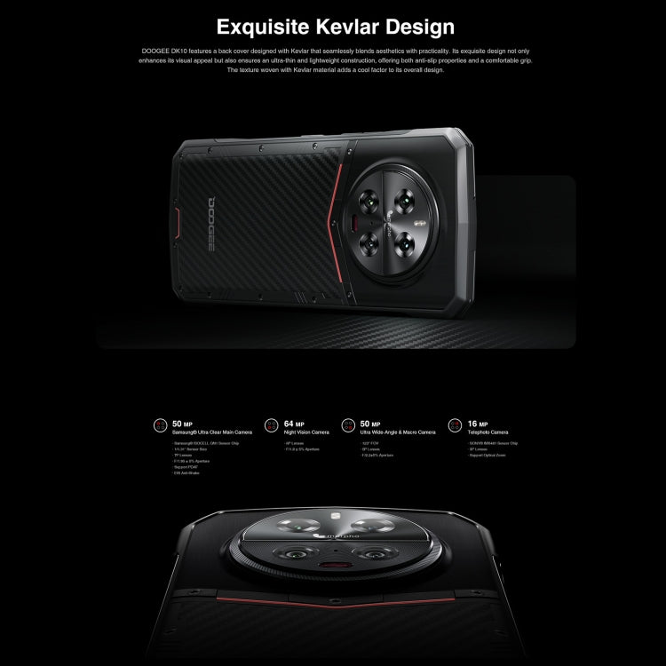 DOOGEE DK10 5G, 12GB+512GB, Quad Cameras, Side Fingerprint, 6.67 inch Android 13 Dimensity 8020 Octa Core 2.6GHz, Network: 5G, OTG, NFC, Support Google Pay(Kevlar Black)