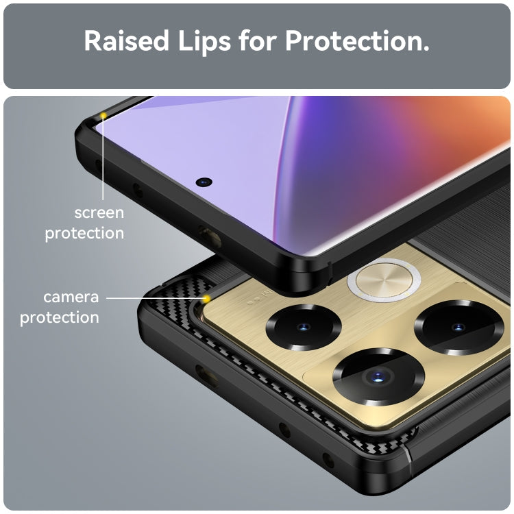 For Infinix Note 40 Pro 4G Brushed Texture Carbon Fiber TPU Phone Case(Black)
