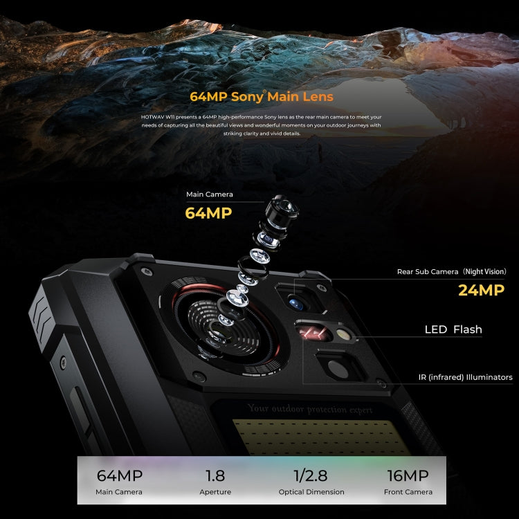 HOTWAV W11 Rugged Phone, 6GB+256GB, , 20800mAh, 6.6 inch Android 13 MT8788 Octa Core, Network: 4G, OTG, Recording Call (Cosmic Black)