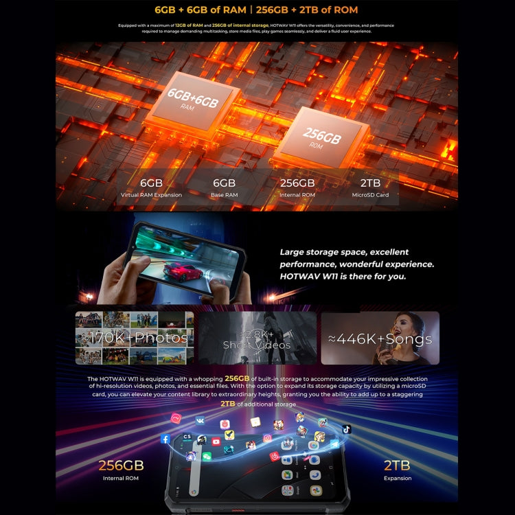 HOTWAV W11 Rugged Phone, 6GB+256GB, , 20800mAh, 6.6 inch Android 13 MT8788 Octa Core, Network: 4G, OTG, Recording Call (Cosmic Black)