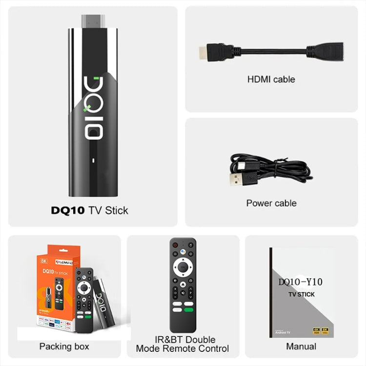 LEMFO DQ10 Allwinner H618 Quad Core ARM Cortex A53 8K HD Android TV Stick, 2GB+16GB