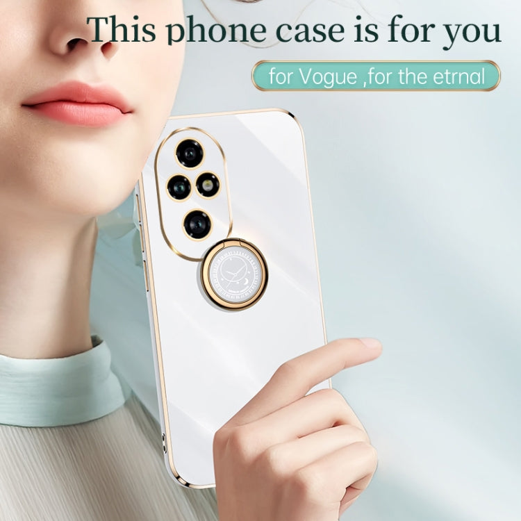 XINLI Straight 6D Plating Gold Edge TPU Shockproof Case with Ring Holder, For Honor 200 Pro, For Honor Play 50, For Honor 200 Lite Global