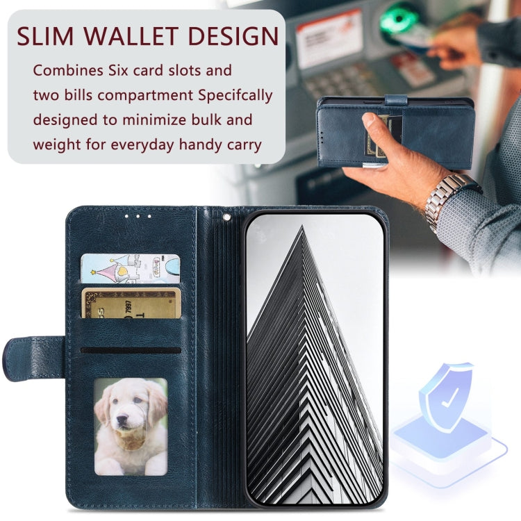 For Samsung Galaxy S22+ 5G Simple 6-Card Wallet Leather Phone Case(Navy Blue)