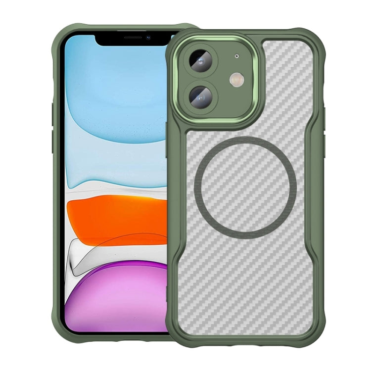 Carbon Fiber Texture MagSafe Translucent Phone Case, For iPhone 12, For iPhone 12 Pro Max, For iPhone 12 Pro, For iPhone 11 Pro Max, For iPhone 11, For iPhone 11 Pro
