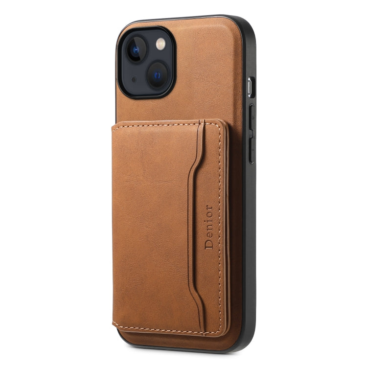 Denior D13 Retro Texture Leather MagSafe Card Bag Phone Case, For iPhone 15 Pro Max, For iPhone 15 Pro, For iPhone 15 Plus, For iPhone 15, For iPhone 14 Plus, For iPhone 13 / 14, For iPhone 14 Pro, For iPhone 14 Pro Max