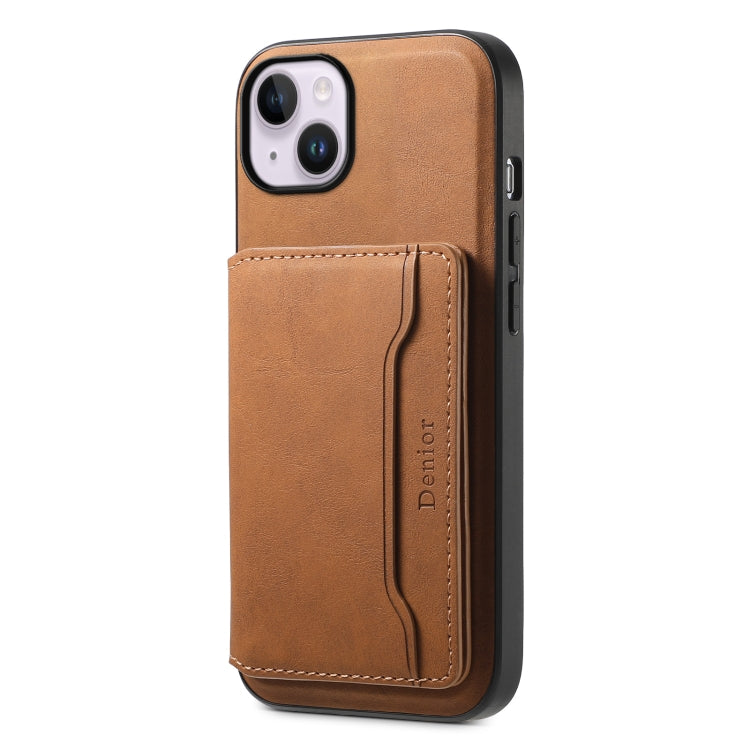 Denior D13 Retro Texture Leather MagSafe Card Bag Phone Case, For iPhone 15 Pro Max, For iPhone 15 Pro, For iPhone 15 Plus, For iPhone 15, For iPhone 14 Plus, For iPhone 13 / 14, For iPhone 14 Pro, For iPhone 14 Pro Max