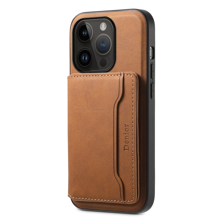 Denior D13 Retro Texture Leather MagSafe Card Bag Phone Case, For iPhone 15 Pro Max, For iPhone 15 Pro, For iPhone 15 Plus, For iPhone 15, For iPhone 14 Plus, For iPhone 13 / 14, For iPhone 14 Pro, For iPhone 14 Pro Max