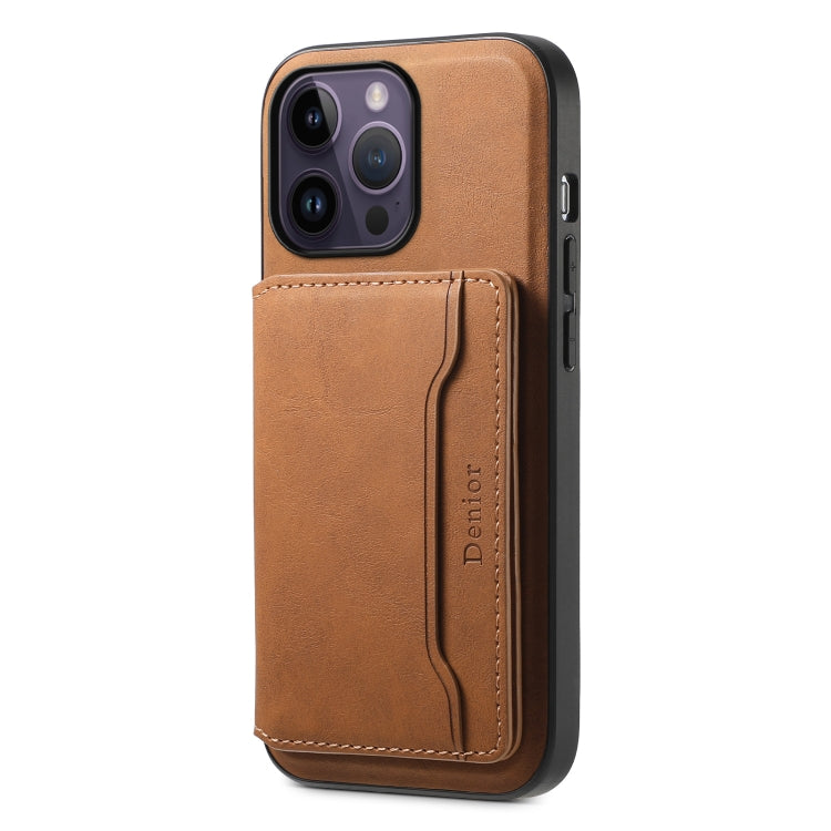 Denior D13 Retro Texture Leather MagSafe Card Bag Phone Case, For iPhone 15 Pro Max, For iPhone 15 Pro, For iPhone 15 Plus, For iPhone 15, For iPhone 14 Plus, For iPhone 13 / 14, For iPhone 14 Pro, For iPhone 14 Pro Max