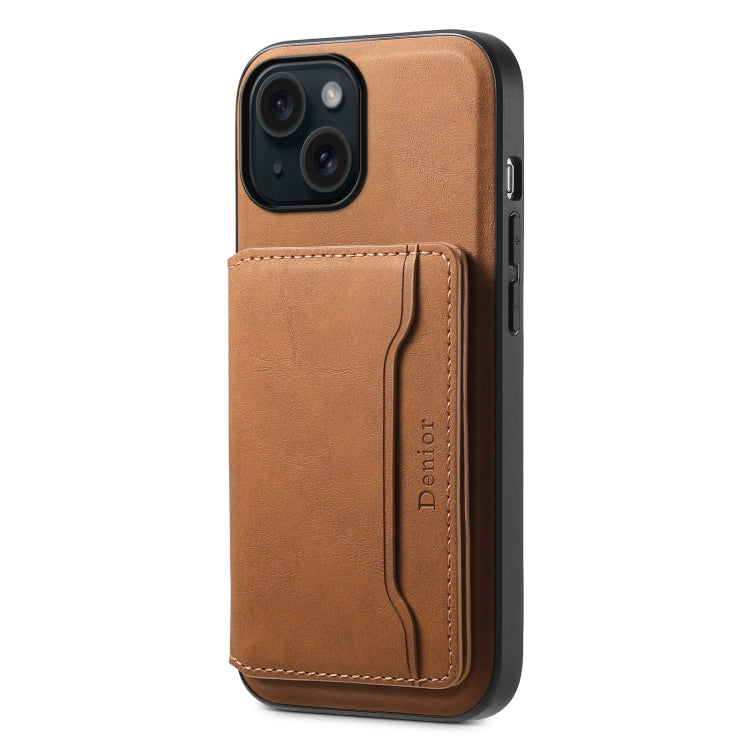 Denior D13 Retro Texture Leather MagSafe Card Bag Phone Case, For iPhone 15 Pro Max, For iPhone 15 Pro, For iPhone 15 Plus, For iPhone 15, For iPhone 14 Plus, For iPhone 13 / 14, For iPhone 14 Pro, For iPhone 14 Pro Max