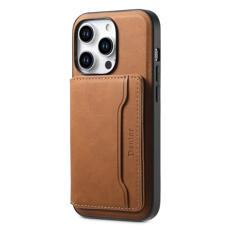 Denior D13 Retro Texture Leather MagSafe Card Bag Phone Case, For iPhone 15 Pro Max, For iPhone 15 Pro, For iPhone 15 Plus, For iPhone 15, For iPhone 14 Plus, For iPhone 13 / 14, For iPhone 14 Pro, For iPhone 14 Pro Max