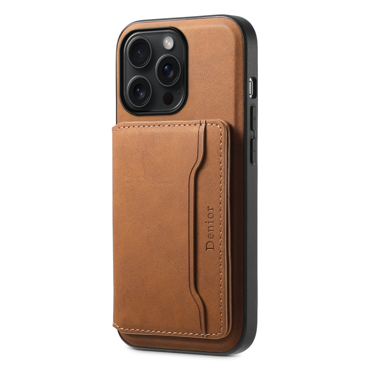 Denior D13 Retro Texture Leather MagSafe Card Bag Phone Case, For iPhone 15 Pro Max, For iPhone 15 Pro, For iPhone 15 Plus, For iPhone 15, For iPhone 14 Plus, For iPhone 13 / 14, For iPhone 14 Pro, For iPhone 14 Pro Max