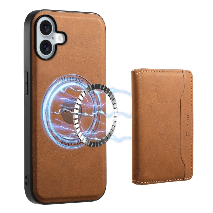 Denior D13 Retro Texture Leather MagSafe Card Bag Phone Case, For iPhone 17 Pro Max, For iPhone 17 Pro, For iPhone 17, For iPhone Air, For iPhone 16 Pro Max, For iPhone 16 Pro, For iPhone 16 Plus, For iPhone 16