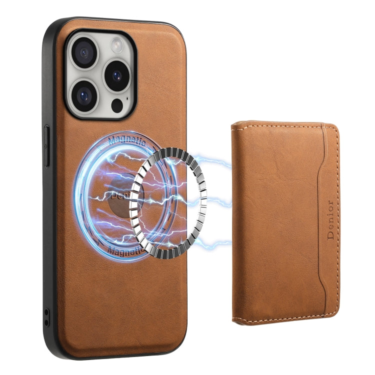 Denior D13 Retro Texture Leather MagSafe Card Bag Phone Case, For iPhone 17 Pro Max, For iPhone 17 Pro, For iPhone 17, For iPhone Air, For iPhone 16 Pro Max, For iPhone 16 Pro, For iPhone 16 Plus, For iPhone 16