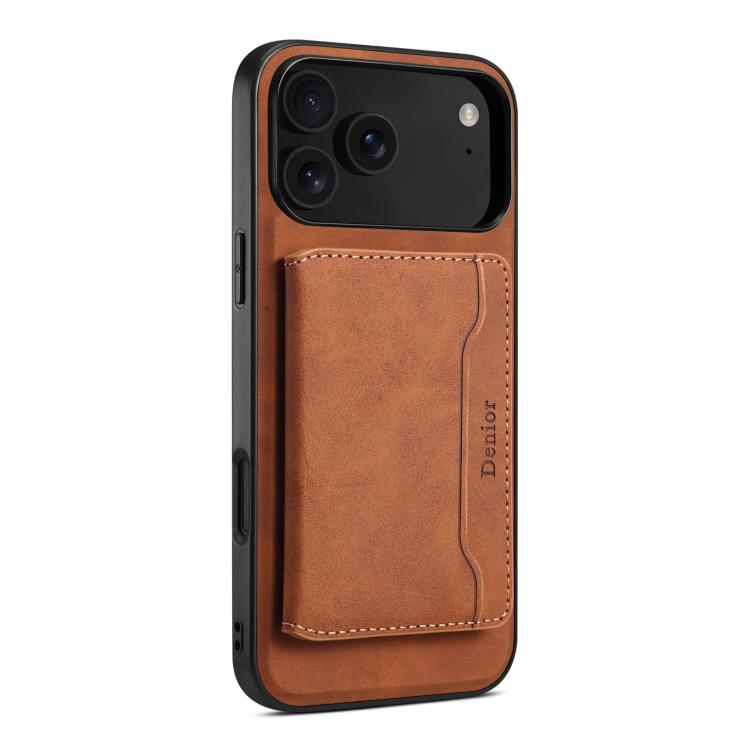 Denior D13 Retro Texture Leather MagSafe Card Bag Phone Case, For iPhone 17 Pro Max, For iPhone 17 Pro, For iPhone 17, For iPhone Air, For iPhone 16 Pro Max, For iPhone 16 Pro, For iPhone 16 Plus, For iPhone 16