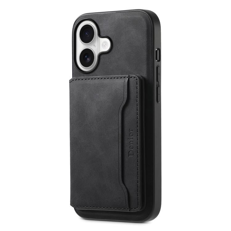 Denior D13 Retro Texture Leather MagSafe Card Bag Phone Case, For iPhone 17 Pro Max, For iPhone 17 Pro, For iPhone 17, For iPhone Air, For iPhone 16 Pro Max, For iPhone 16 Pro, For iPhone 16 Plus, For iPhone 16