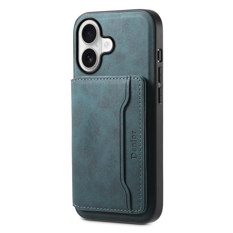 Denior D13 Retro Texture Leather MagSafe Card Bag Phone Case, For iPhone 17 Pro Max, For iPhone 17 Pro, For iPhone 17, For iPhone Air, For iPhone 16 Pro Max, For iPhone 16 Pro, For iPhone 16 Plus, For iPhone 16