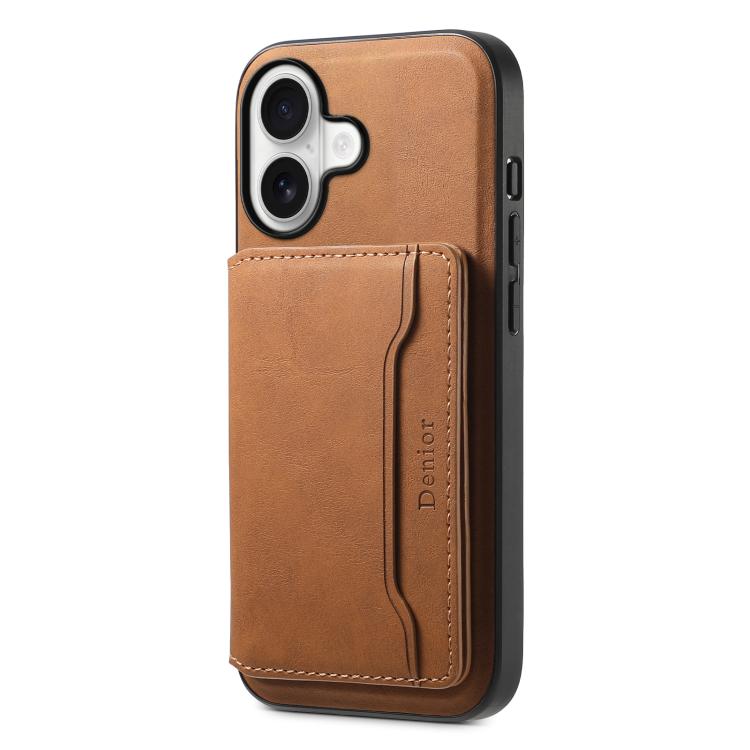 Denior D13 Retro Texture Leather MagSafe Card Bag Phone Case, For iPhone 17 Pro Max, For iPhone 17 Pro, For iPhone 17, For iPhone Air, For iPhone 16 Pro Max, For iPhone 16 Pro, For iPhone 16 Plus, For iPhone 16