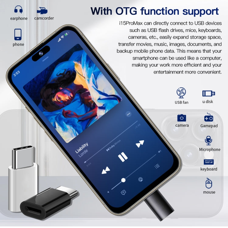 i15 Pro Max / Q5, 6.5 inch Screen, Face Identification, Android 8.1 MTK6580P Quad Core, Network: 3G, Dual SIM, 2GB+16GB