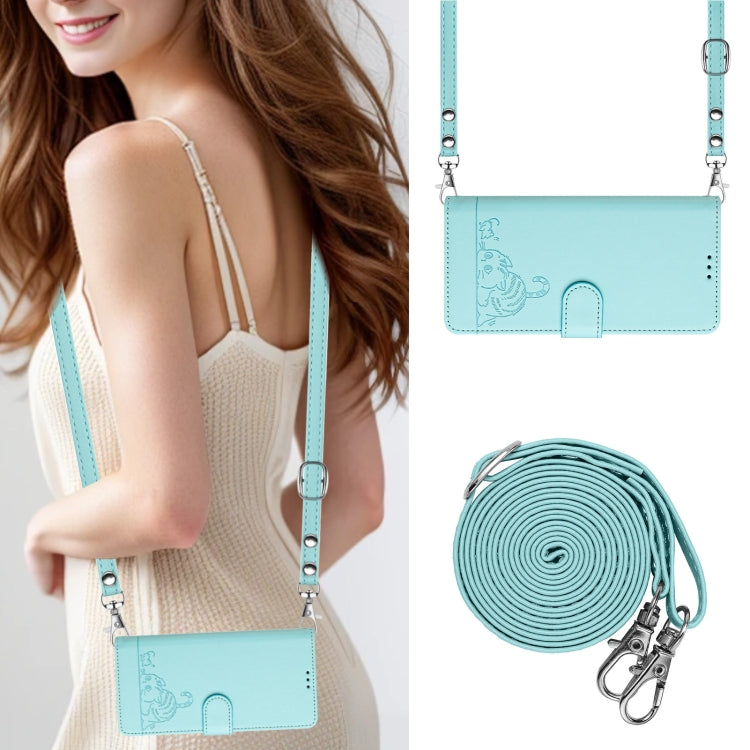 Cat Rat Embossed Pattern RFID Leather Phone Case with Lanyard, For iPhone 14 Pro Max, For iPhone SE 2022/SE 2020/6/7/8, For iPhone 13 Pro Max, For iPhone 13 Pro
