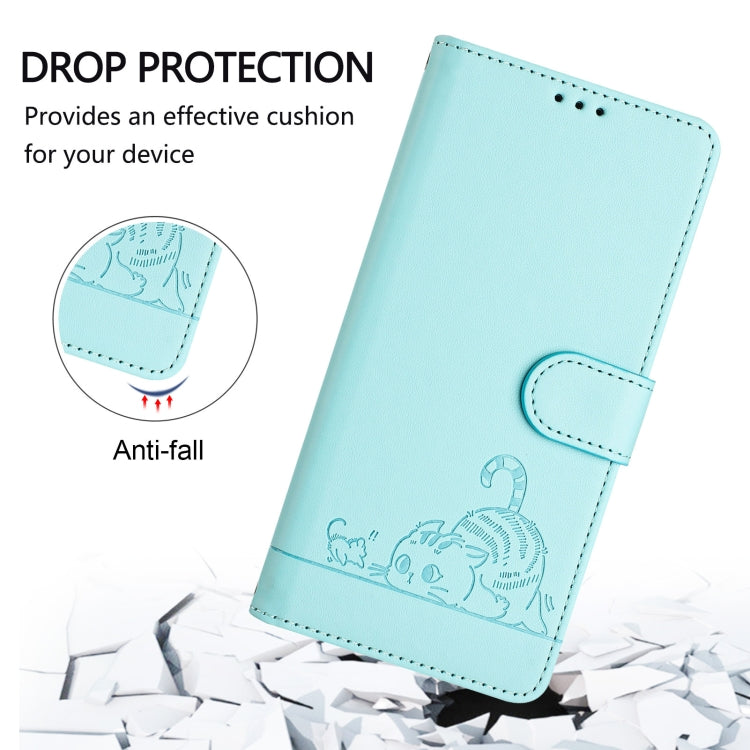 Cat Rat Embossed Pattern RFID Leather Phone Case with Lanyard, For iPhone 11 Pro Max, For iPhone 11, For iPhone 11 Pro, For iPhone XS / X