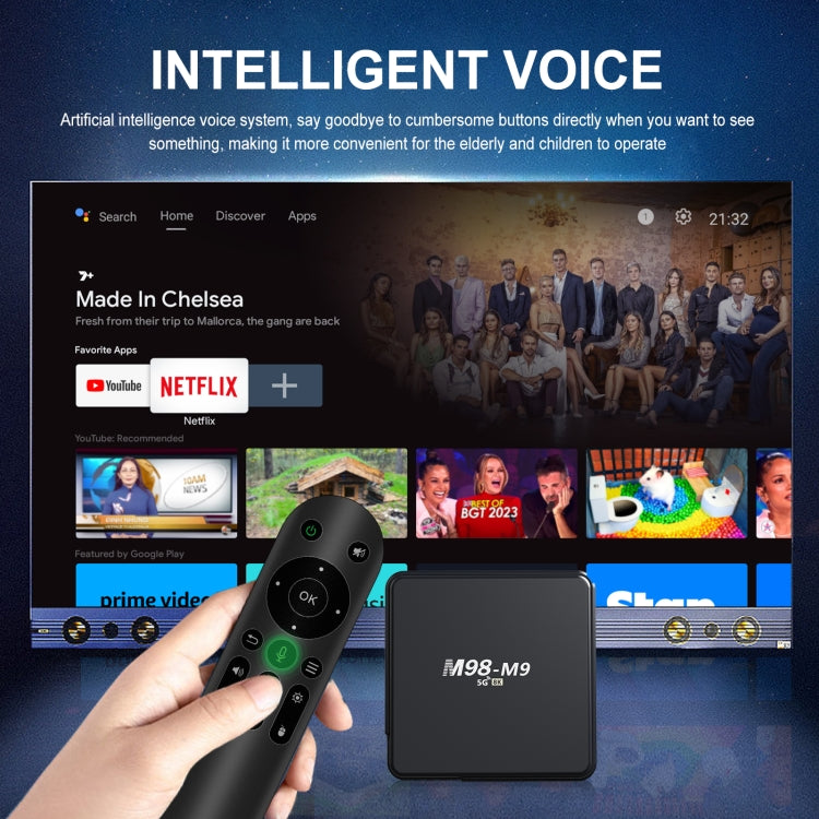M98-M9 Quad-core ARM Cortex-A53 WiFi Bluetooth 4K HD Android TV Box, 2GB+8GB