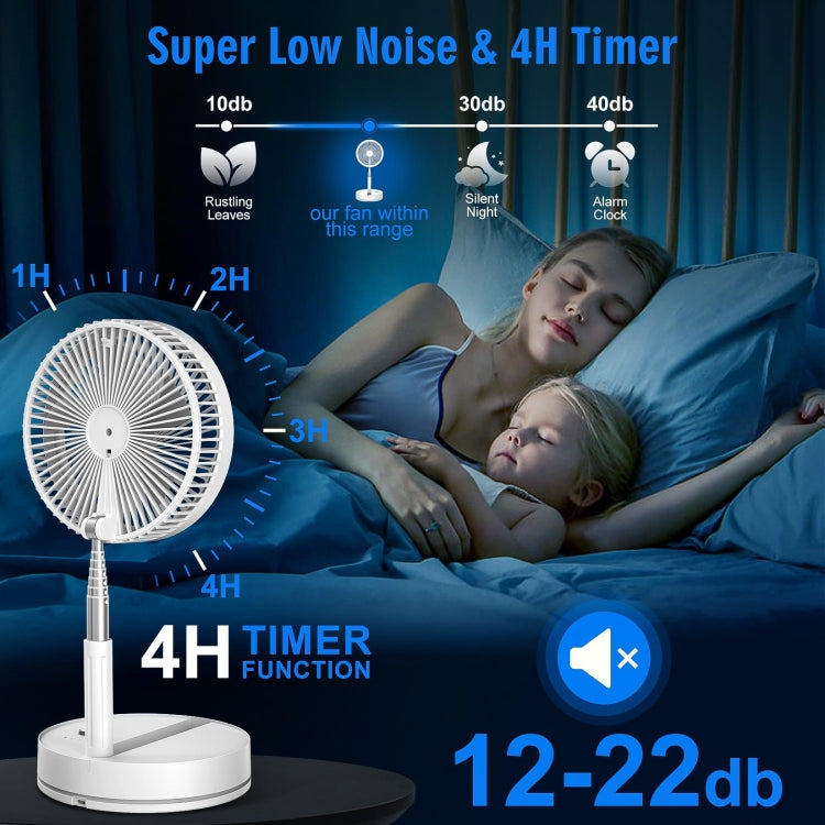 F9 Folding Adjustable Height Desktop Electric Fan(White)