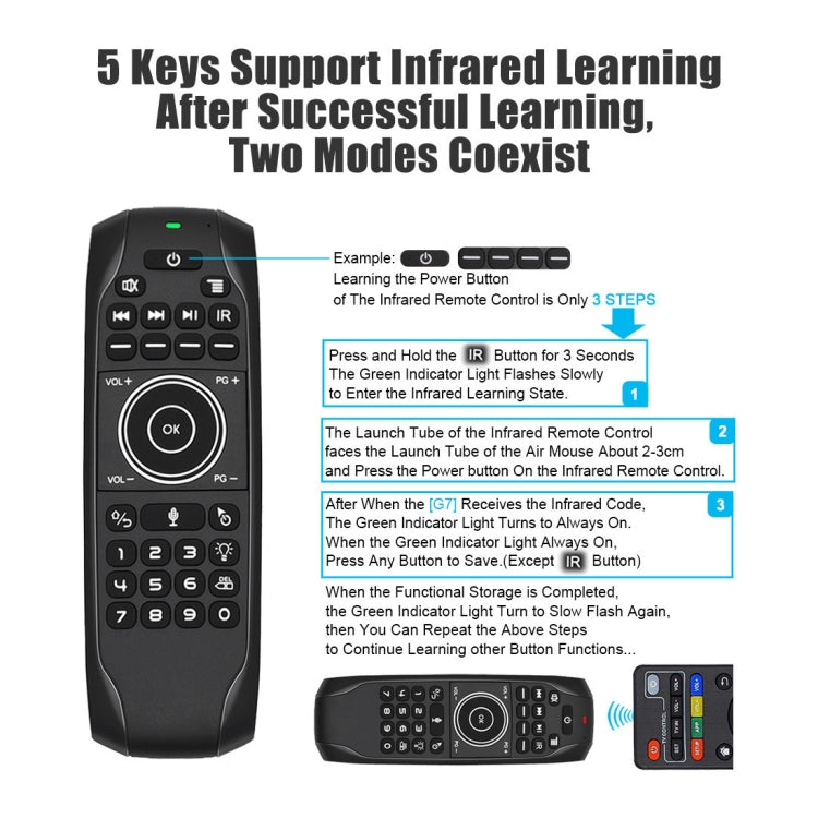 G7V Pro 2.4GHz Fly Air Mouse LED Backlight Wireless Keyboard Remote Control with Gyroscope for Android TV Box / PC, Support Intelligent Voice