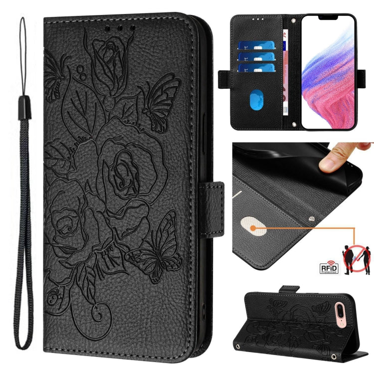 Embossed Rose RFID Anti-theft Leather Phone Case, For iPhone XR, For iPhone XS Max, For iPhone 8 Plus / 7 Plus