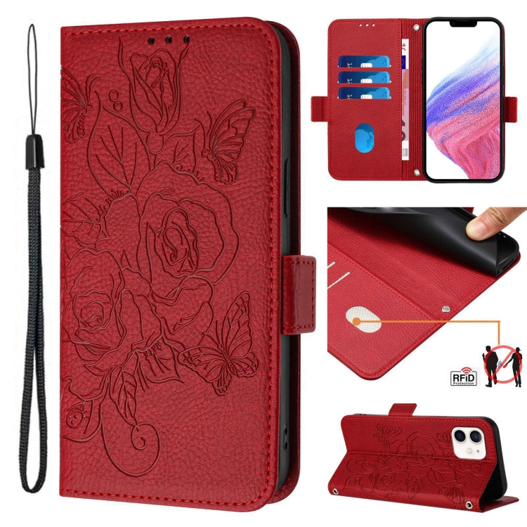 Embossed Rose RFID Anti-theft Leather Phone Case, For iPhone 11 Pro Max, For iPhone 11, For iPhone 11 Pro, For iPhone XS / X