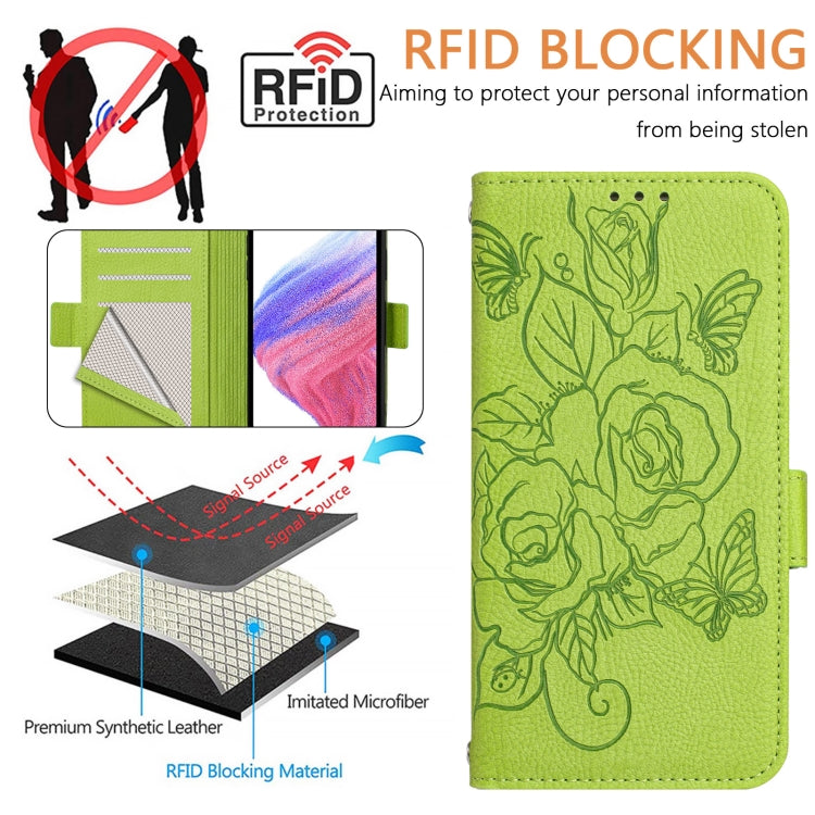 Embossed Rose RFID Anti-theft Leather Phone Case, For iPhone 14 Pro Max, For iPhone SE 2022 / SE 2020 / 8 / 7, For iPhone 13 Pro Max, For iPhone 13 Pro