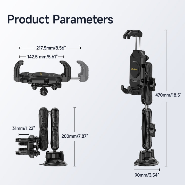 Ulefone UAN02 Armor Mount Max Car Phone Tablet Holder(Black)