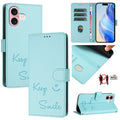 Smile Embossing RFID Leather Phone Case, For iPhone 16, For iPhone 15 Pro Max, For iPhone 15 Pro, For iPhone 15 Plus
