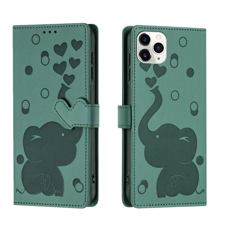 Cartoon Elephant Embossed Leather Phone Case, For iPhone 11, For iPhone 11 Pro, For iPhone X / XS, For iPhone XR