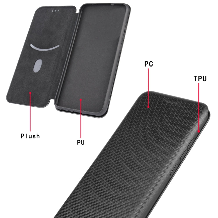 Carbon Fiber Texture Magnetic Horizontal Flip TPU + PC + PU Leather Case with Card Slot, For iPhone X / XS