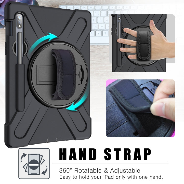 Shockproof Colorful Silicone + PC Protective Case with Holder & Shoulder Strap & Hand Strap & Pen Slot, For Samsung Galaxy Tab S8 / Galaxy Tab S7 (2020) T870