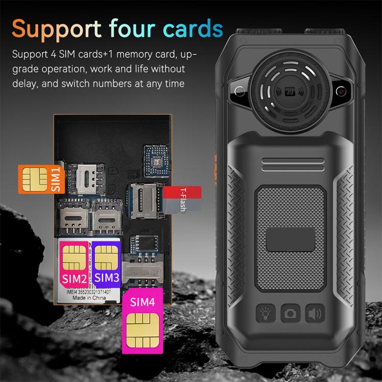 UNIWA M6000 Big Speaker Keypad Phone, 2.4 inch, Dual Flashlights, 21 Keys, SOS, FM, 4 SIM, GSM, EU Plug, US Plug, UK Plug, AU Plug