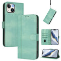 Line Splicing Buckle Retro Leather Phone Case, For iPhone 15, For iPhone 14 Plus, For iPhone 14 / 13
