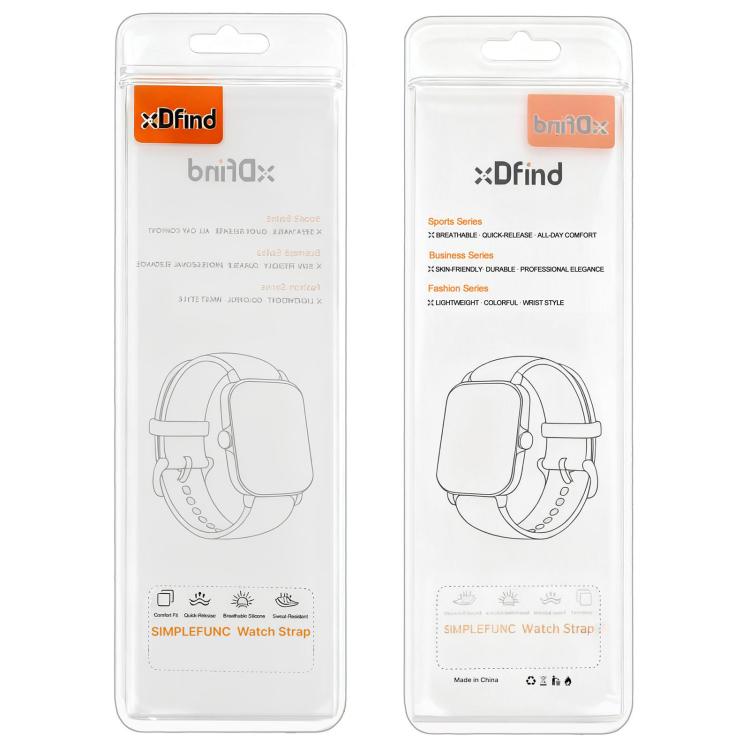 xDfind  Flat Head Groove Folding Black Buckle Silicone Watch Band, 20mm, 22mm