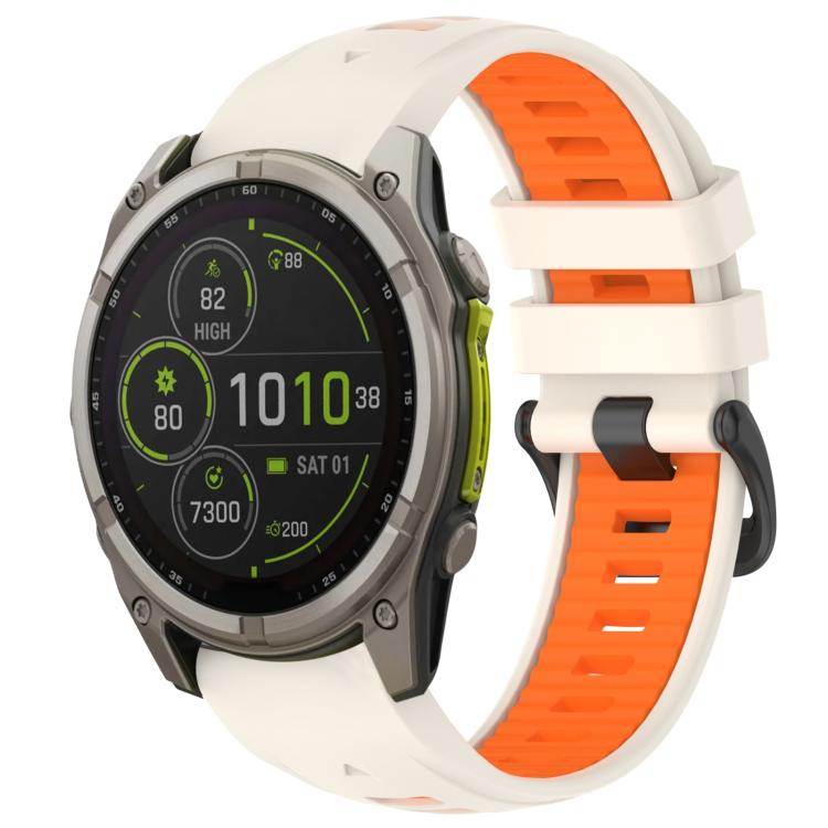 xDfind Dual Color Quick Release Steel Buckle Silicone Watch Band, For Garmin 26mm, For Garmin 22mm