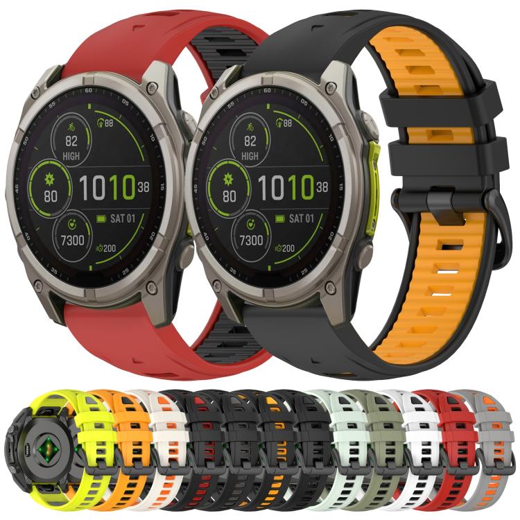 xDfind Dual Color Quick Release Steel Buckle Silicone Watch Band, For Garmin 26mm, For Garmin 22mm