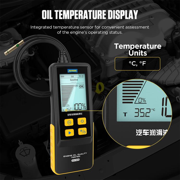 AUTOOL AS503 2.8 inch Backlit Display Car Engine Oil Tester Lubricating Oil Quality Analyzer, AS503