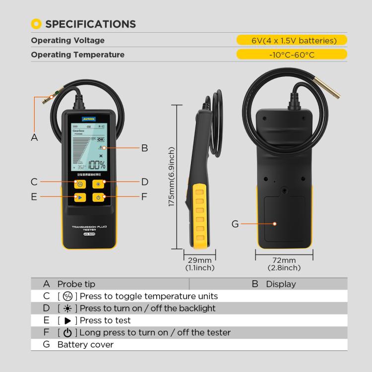 AUTOOL AS505 Car Gearbox Oil Test Detector Transmission Fluid Quality Diagnostic Tool, AS505
