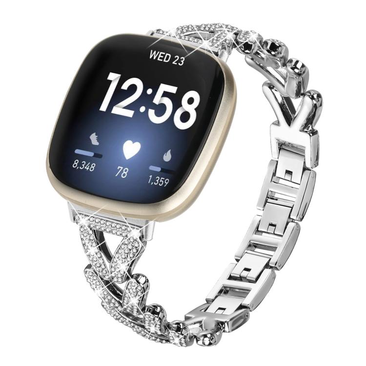 20mm xDfind Small Twist Diamond Metal Watch Band, For Fitbit Versa 4 / 3 / Sense / Sense 2
