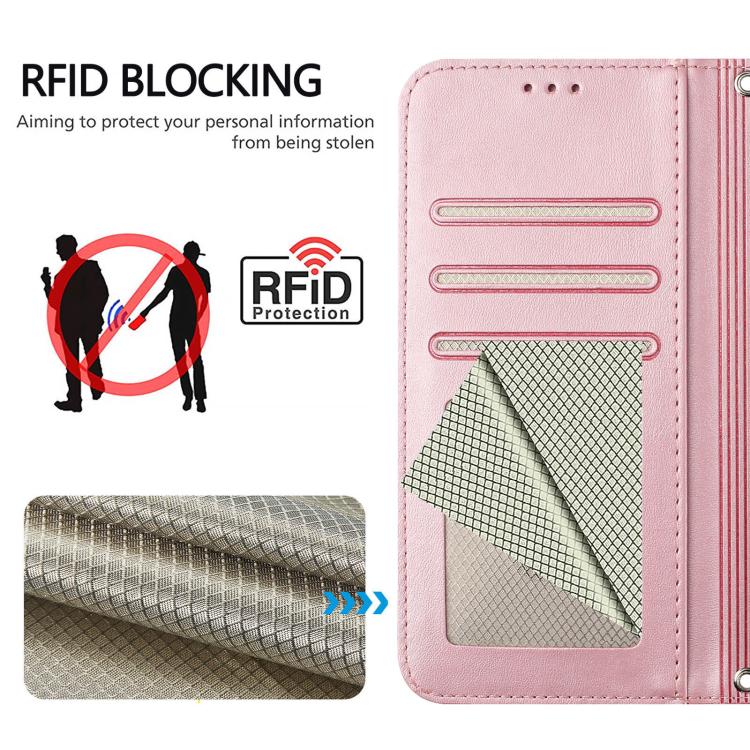 Litter Panda Embossing RFID Leather Phone Case with Lanyard, For iPhone 14 Pro Max, For iPhone SE 2022 / 2020 / 8 / 7, For iPhone 13 Pro Max, For iPhone 13 Pro