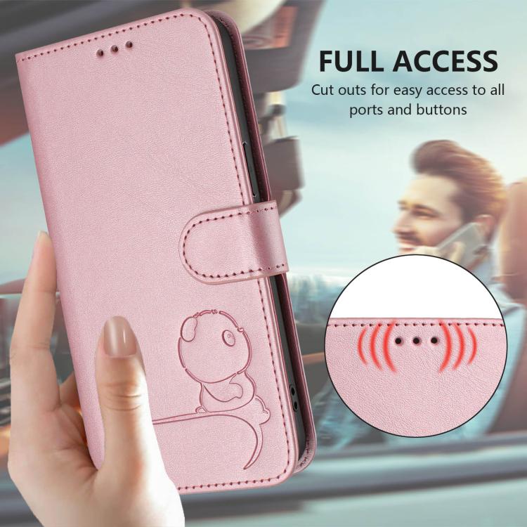 Litter Panda Embossing RFID Leather Phone Case with Lanyard, For iPhone 13 mini, For iPhone 12 / 12 Pro, For iPhone 12 Pro Max, For iPhone 12 mini