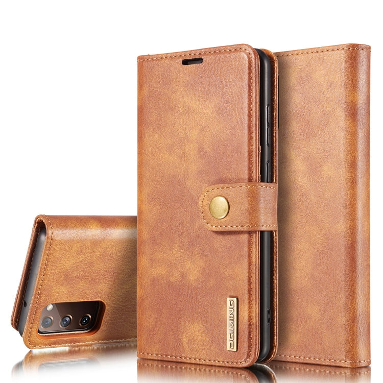 For Samsung Galaxy S20 FE DG.MING Crazy Horse Texture Flip Detachable Magnetic Leather Case with Holder & Card Slots & Wallet(Brown)