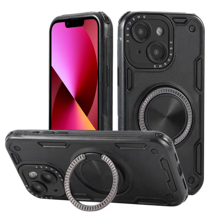 Three-core Mecha 360 Degree Rotation Magnetic Holder Phone Case, For iPhone 15 Pro Max, For iPhone 15, For iPhone 14, For iPhone 14 Pro Max, For iPhone 13 Pro Max, For iPhone 13