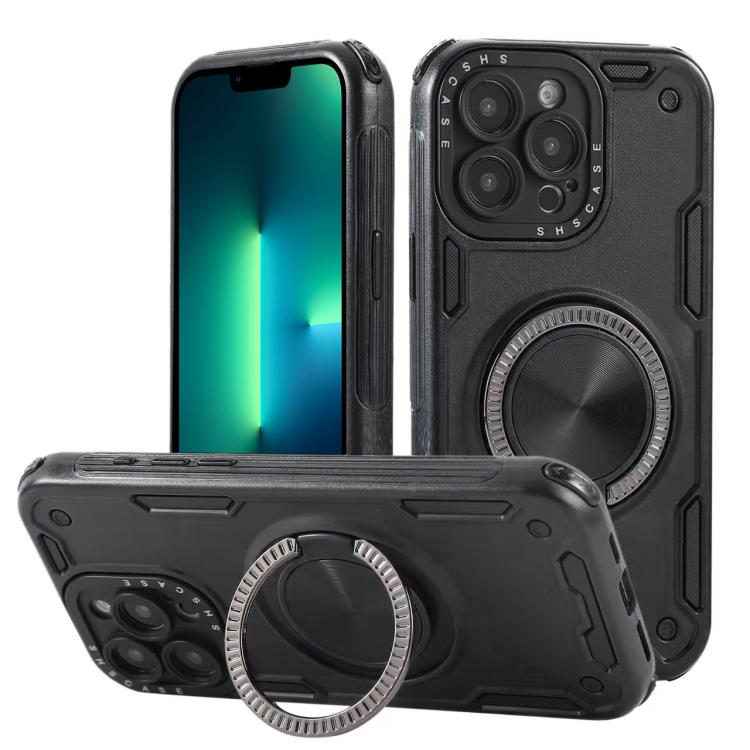 Three-core Mecha 360 Degree Rotation Magnetic Holder Phone Case, For iPhone 15 Pro Max, For iPhone 15, For iPhone 14, For iPhone 14 Pro Max, For iPhone 13 Pro Max, For iPhone 13